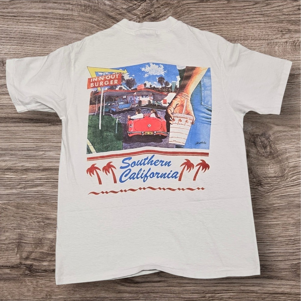 Vintage In-N-Out Burger L Southern California Hanes Beefy-T White Graphic Shirt